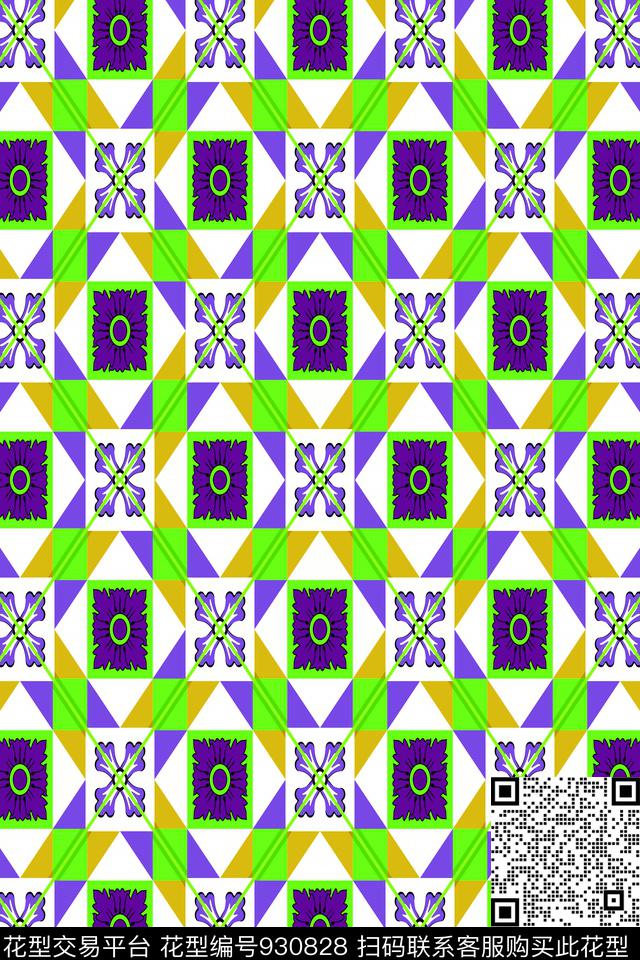 小碎花格子衫几何拼花传统印花华亿平台下载（图片编号: 930828） - 瓦栏（Walan）