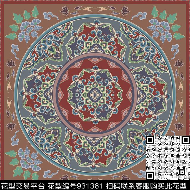 民族风几何围巾数码印花华亿平台下载（图片编号: 931361） - 瓦栏（Walan）