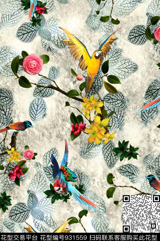 数码华亿平台花卉鸟数码印花华亿平台下载（图片编号: 931559） - 瓦栏（Walan）