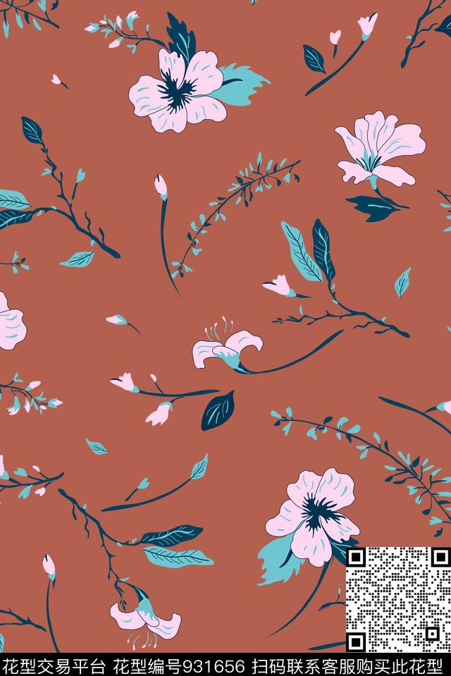 花卉小碎花大牌风传统印花华亿平台下载（图片编号: 931656） - 瓦栏（Walan）