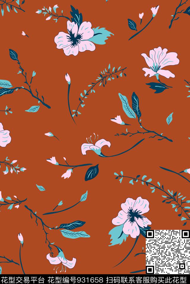 花卉小碎花大牌风传统印花华亿平台下载（图片编号: 931658） - 瓦栏（Walan）