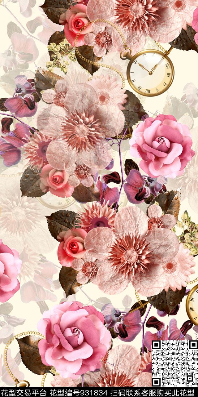 数码华亿平台钟花卉数码印花华亿平台下载（图片编号: 931834） - 瓦栏（Walan）