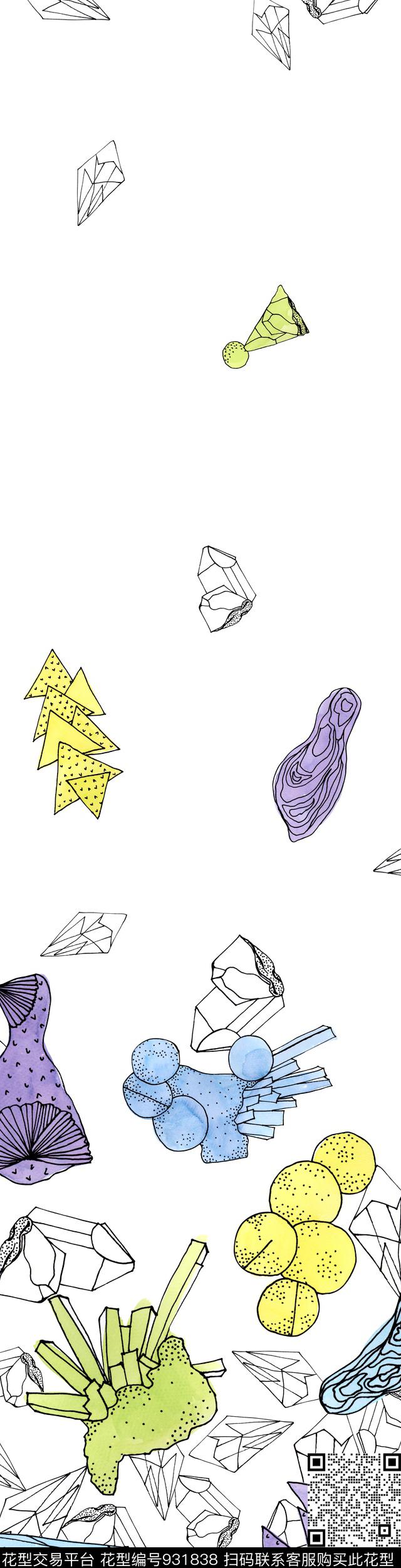 线条几何家纺数码印花华亿平台下载（图片编号: 931838） - 瓦栏（Walan）