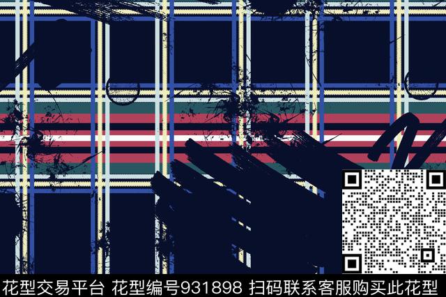 涂鸦条纹趣味数码印花华亿平台下载（图片编号: 931898） - 瓦栏（Walan）