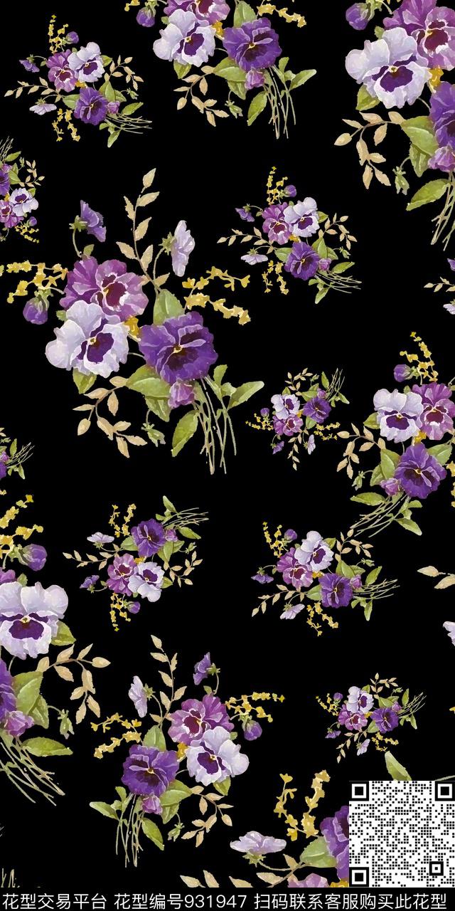 花卉民族风旗袍数码印花华亿平台下载（图片编号: 931947） - 瓦栏（Walan）