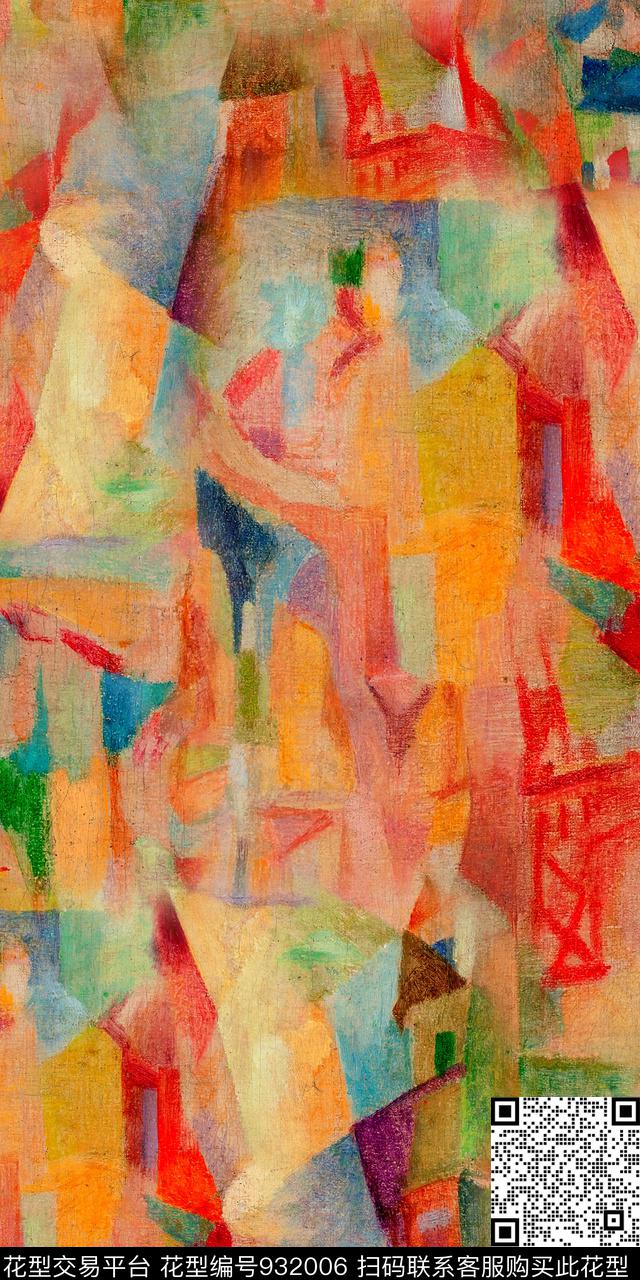 抽象炫彩几何数码印花华亿平台下载（图片编号: 932006） - 瓦栏（Walan）