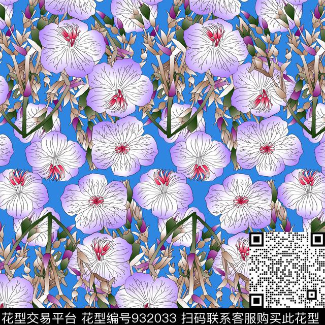 渐变花卉方巾传统印花华亿平台下载（图片编号: 932033） - 瓦栏（Walan）