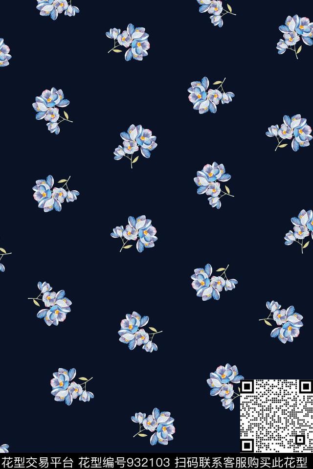 雪纺田园水彩花卉数码印花华亿平台下载（图片编号: 932103） - 瓦栏（Walan）