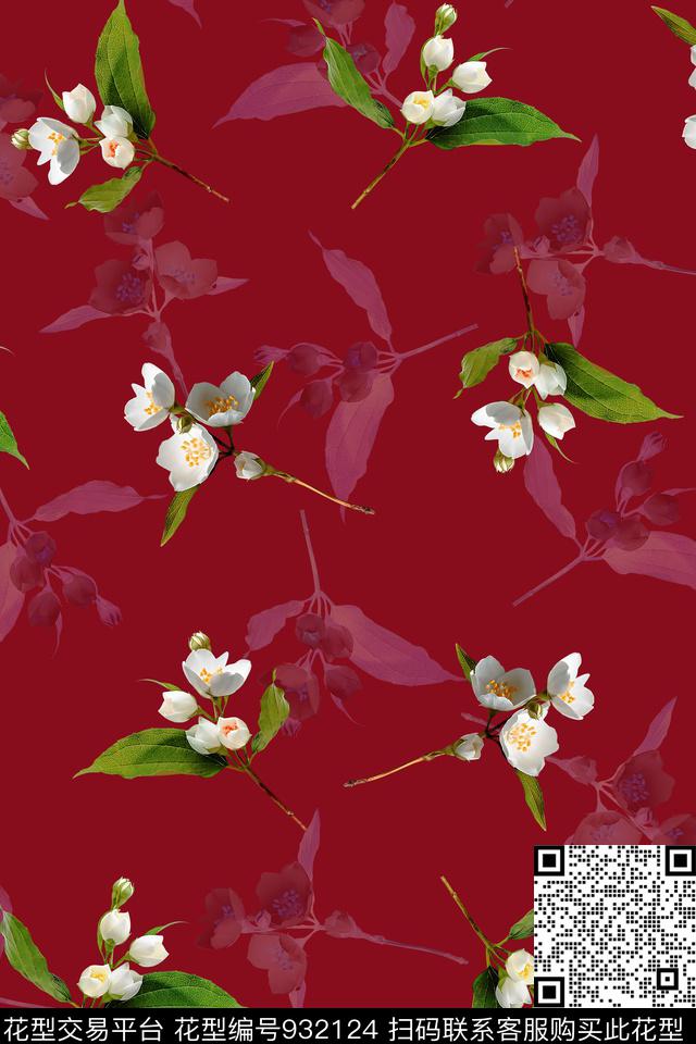 数码华亿平台彩底花卉阴影数码印花华亿平台下载（图片编号: 932124） - 瓦栏（Walan）