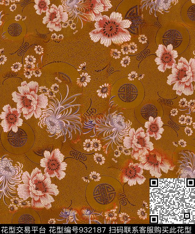 花卉民族风绣花华亿平台数码印花华亿平台下载（图片编号: 932187） - 瓦栏（Walan）