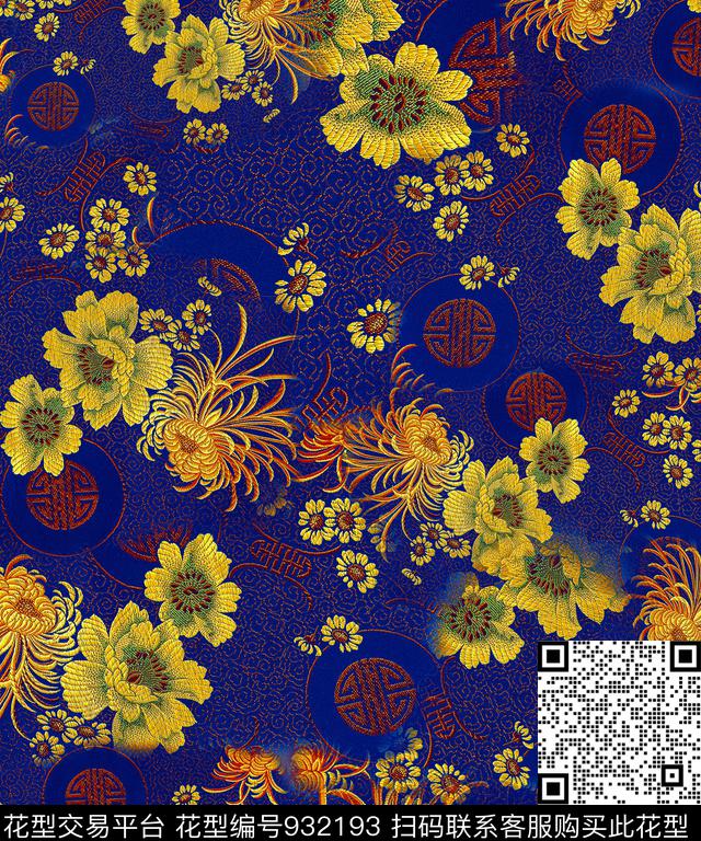 花卉民族风绣花华亿平台数码印花华亿平台下载（图片编号: 932193） - 瓦栏（Walan）