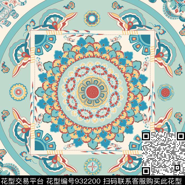 藻井几何图案传统印花华亿平台下载（图片编号: 932200） - 瓦栏（Walan）