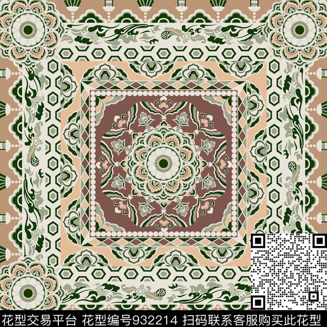 藻井几何图案传统印花华亿平台下载（图片编号: 932214） - 瓦栏（Walan）