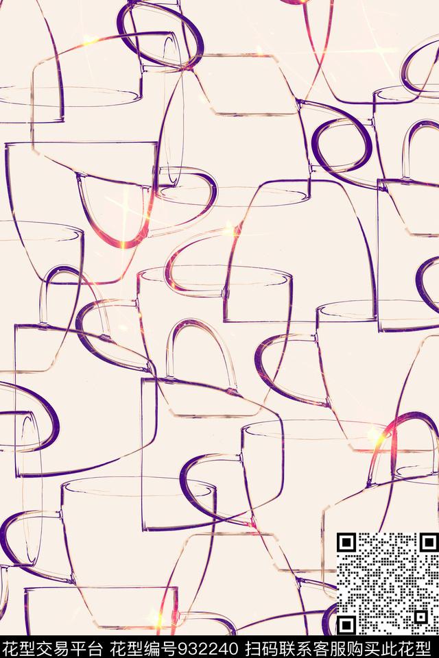 玻璃杯透明彩底花卉数码印花华亿平台下载（图片编号: 932240） - 瓦栏（Walan）