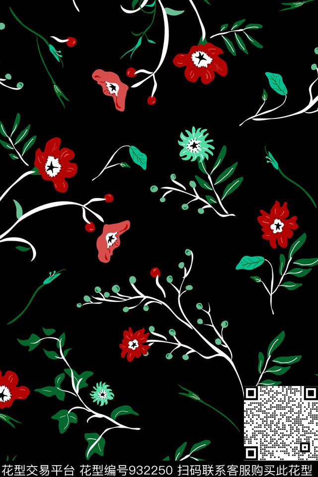 小碎花花卉绿植树叶传统印花华亿平台下载（图片编号: 932250） - 瓦栏（Walan）