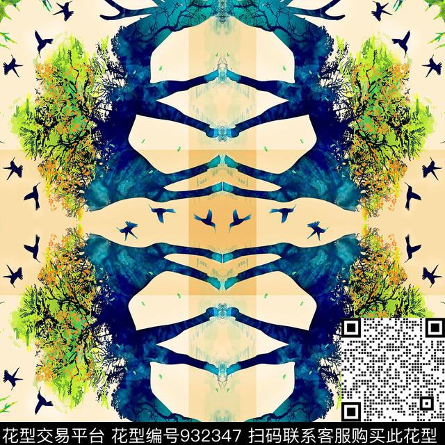 数码华亿平台鸟鹿数码印花华亿平台下载（图片编号: 932347） - 瓦栏（Walan）