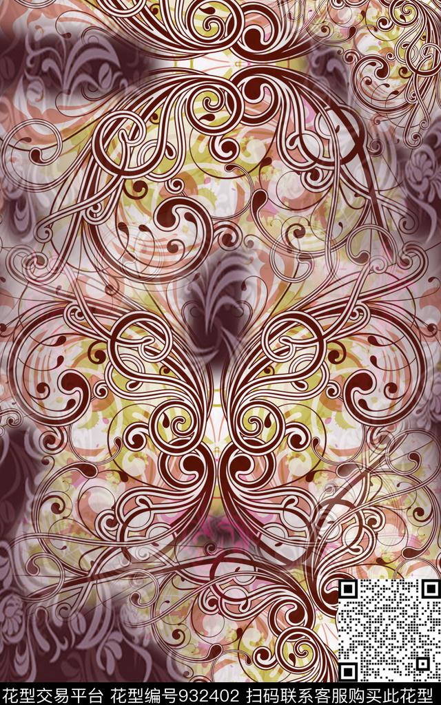 民族风线条几何传统印花华亿平台下载（图片编号: 932402） - 瓦栏（Walan）