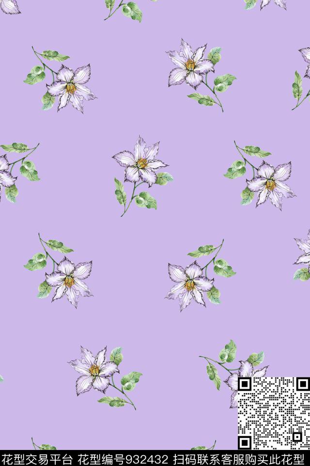 数码华亿平台田园水彩花卉数码印花华亿平台下载（图片编号: 932432） - 瓦栏（Walan）