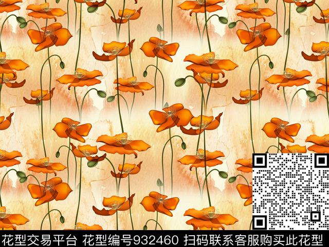 虞美人花卉罂粟花数码印花华亿平台下载（图片编号: 932460） - 瓦栏（Walan）