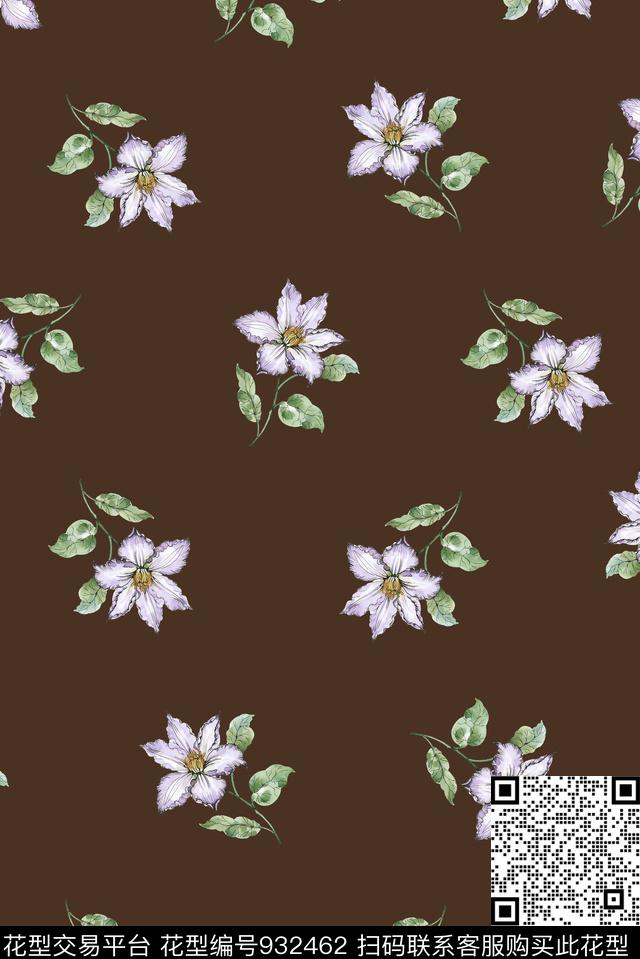 数码华亿平台田园水彩花卉数码印花华亿平台下载（图片编号: 932462） - 瓦栏（Walan）