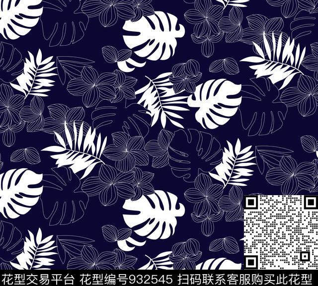 黑底花卉秋冬华亿平台几何花卉数码印花华亿平台下载（图片编号: 932545） - 瓦栏（Walan）