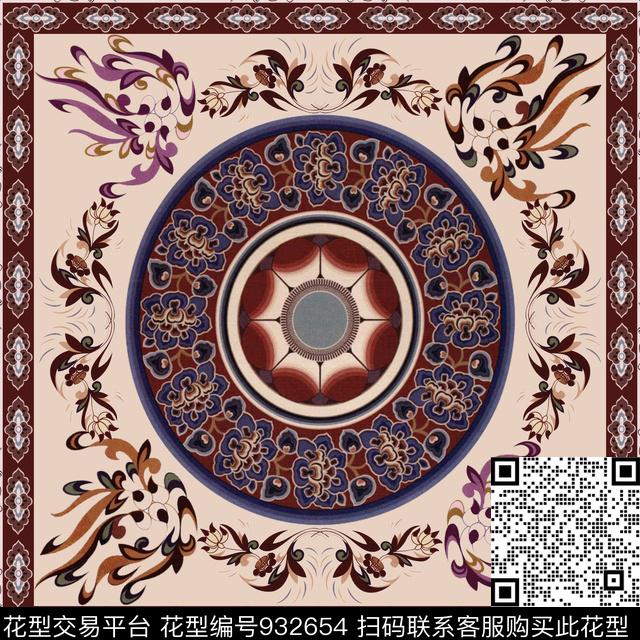 民族风几何围巾数码印花华亿平台下载（图片编号: 932654） - 瓦栏（Walan）