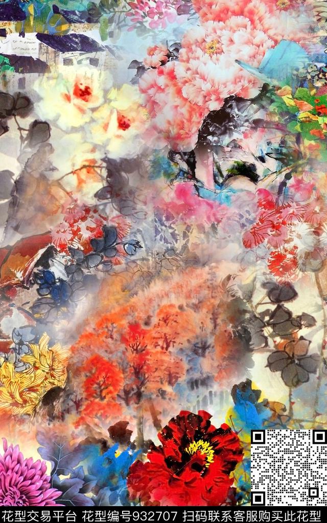 数码华亿平台花卉满版散花数码印花华亿平台下载（图片编号: 932707） - 瓦栏（Walan）