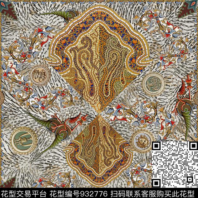 民族风几何围巾数码印花华亿平台下载（图片编号: 932776） - 瓦栏（Walan）