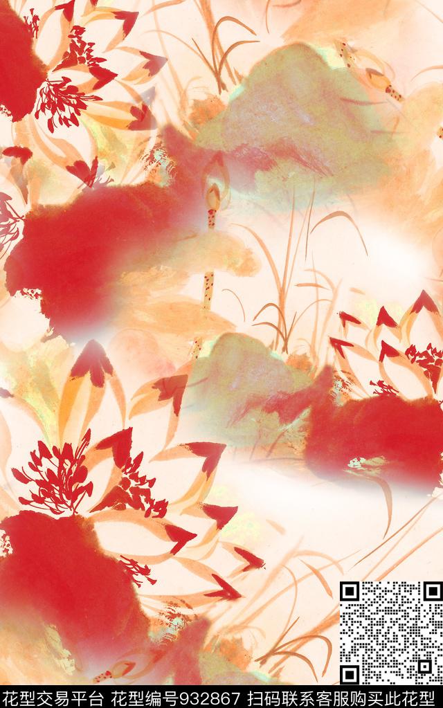 数码华亿平台中国风花卉数码印花华亿平台下载（图片编号: 932867） - 瓦栏（Walan）