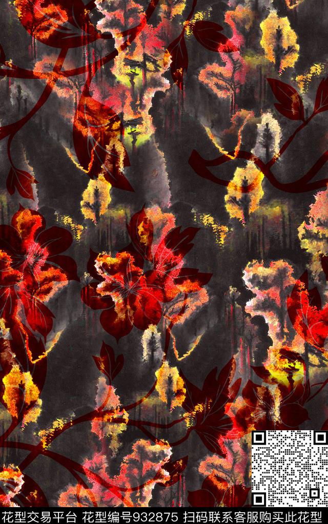 肌理中国风民族风数码印花华亿平台下载（图片编号: 932875） - 瓦栏（Walan）