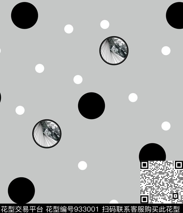 波点几何大牌风数码印花华亿平台下载（图片编号: 933001） - 瓦栏（Walan）