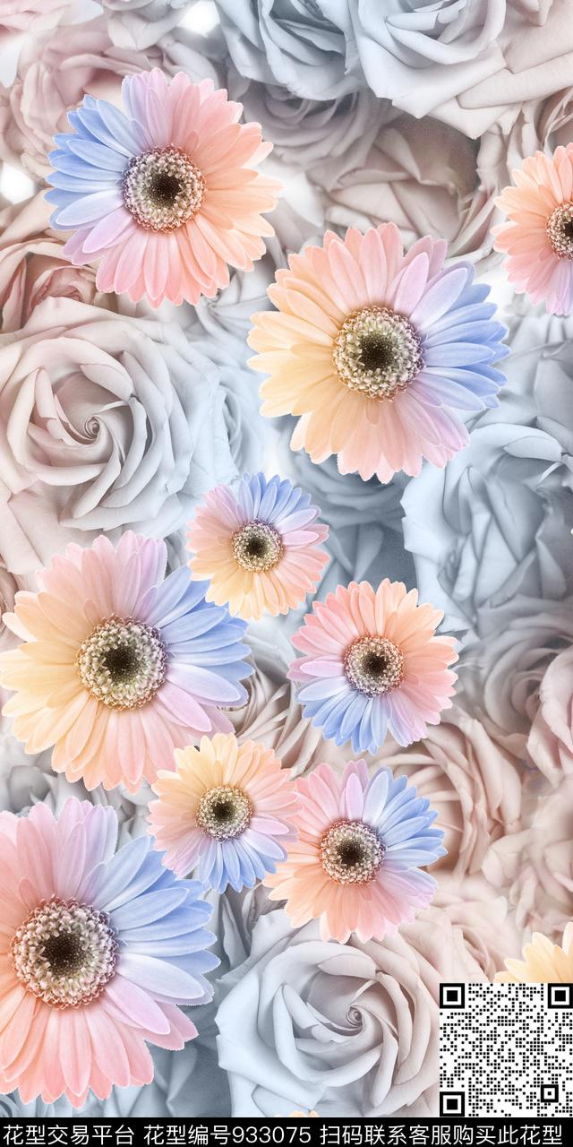 数码华亿平台菊花花卉数码印花华亿平台下载（图片编号: 933075） - 瓦栏（Walan）