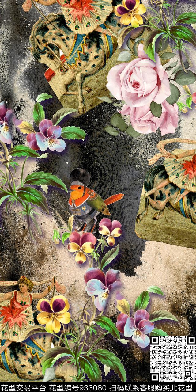 数码华亿平台肌理满版散花数码印花华亿平台下载（图片编号: 933080） - 瓦栏（Walan）