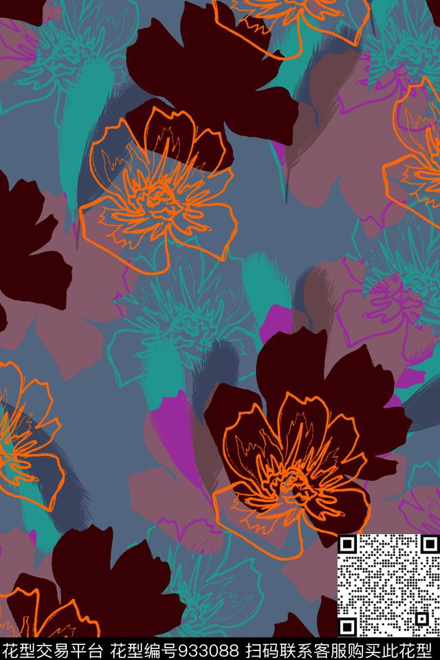 羽绒服数码华亿平台花卉数码印花华亿平台下载（图片编号: 933088） - 瓦栏（Walan）