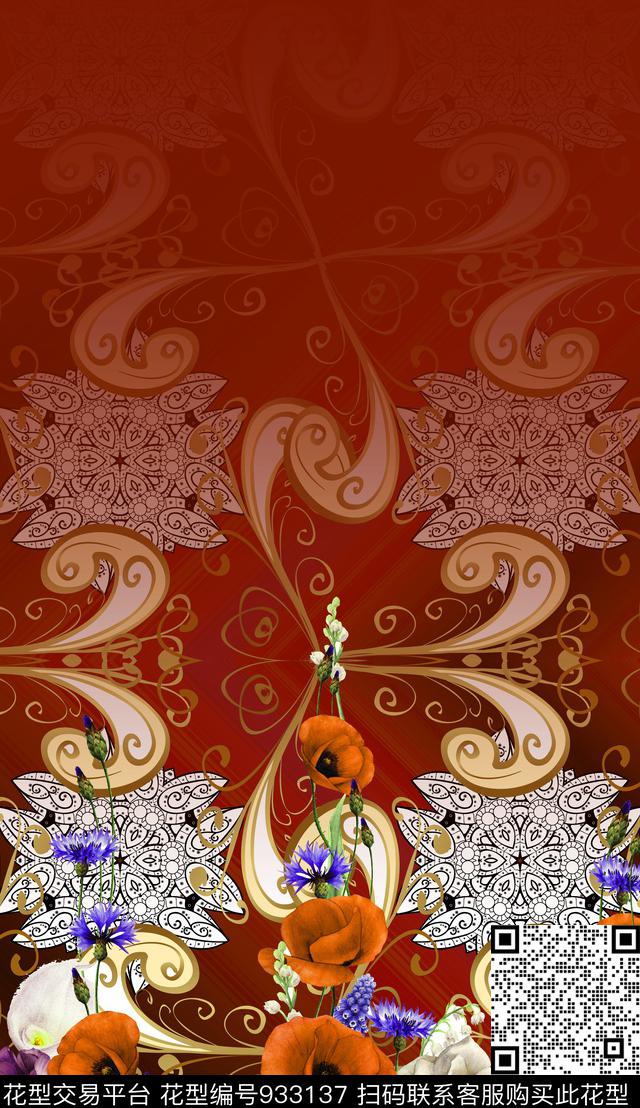 花纹肌理佩斯利数码印花华亿平台下载（图片编号: 933137） - 瓦栏（Walan）