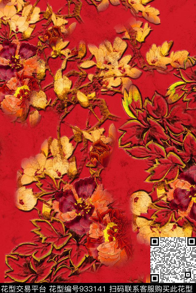 3D立体版画中国风数码印花华亿平台下载（图片编号: 933141） - 瓦栏（Walan）