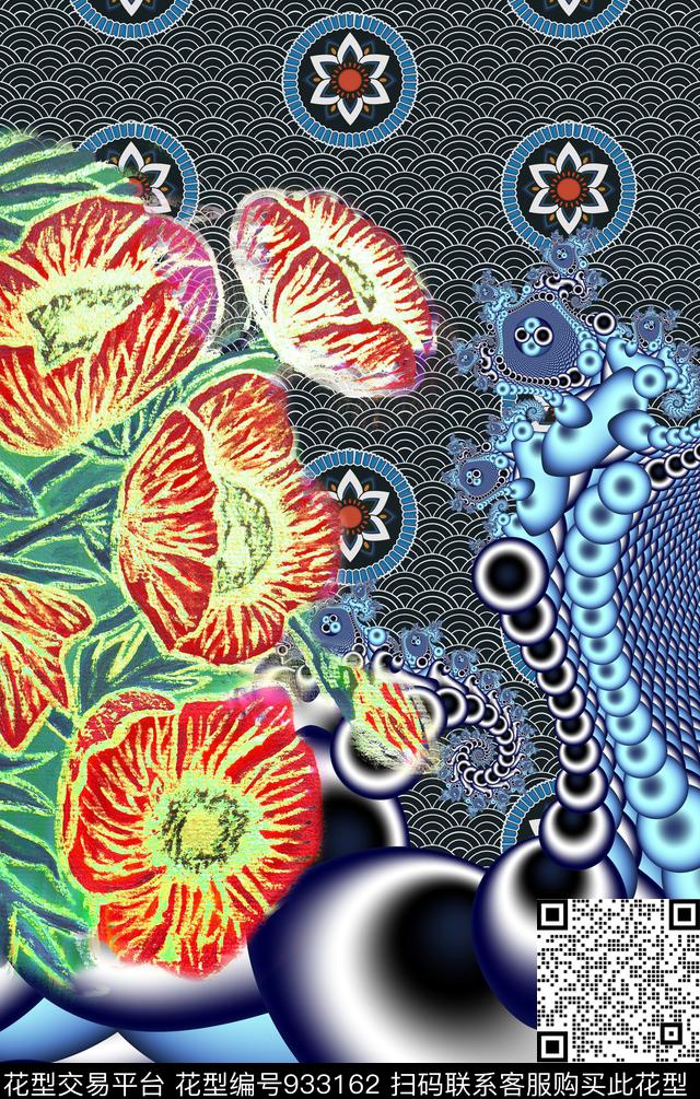 手绘花卉花纹肌理数码印花华亿平台下载（图片编号: 933162） - 瓦栏（Walan）