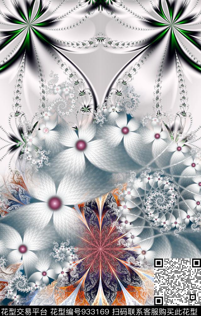 定位花-手绘花纹数码印花华亿平台下载（图片编号: 933169） - 瓦栏（Walan）
