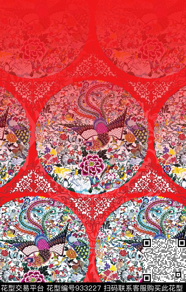 定位花手绘花卉花纹数码印花华亿平台下载（图片编号: 933227） - 瓦栏（Walan）