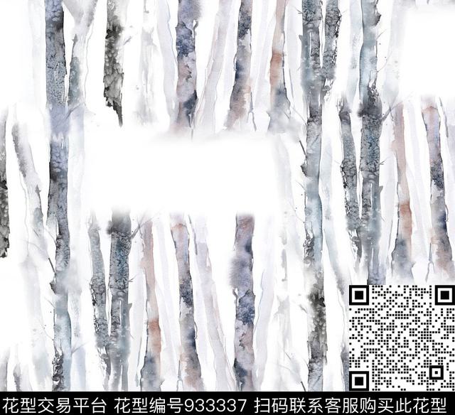 线条树林几何数码印花华亿平台下载（图片编号: 933337） - 瓦栏（Walan）
