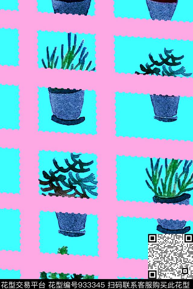 少女仙人掌可爱数码印花华亿平台下载（图片编号: 933345） - 瓦栏（Walan）