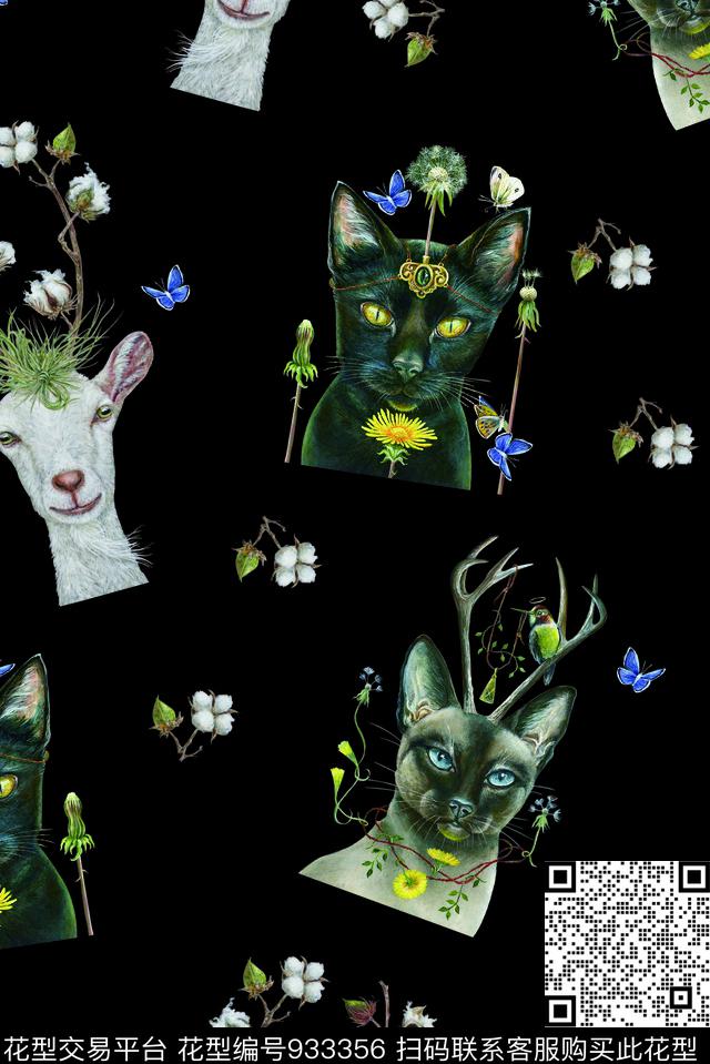 动物花卉花卉动物数码印花华亿平台下载（图片编号: 933356） - 瓦栏（Walan）