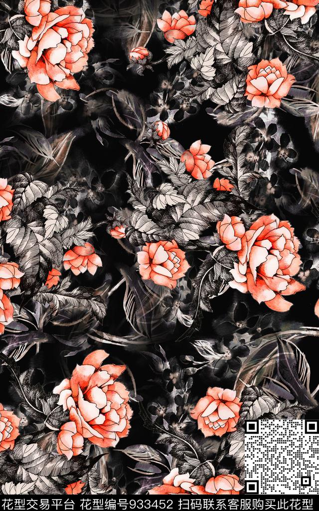 数码华亿平台花卉民族风数码印花华亿平台下载（图片编号: 933452） - 瓦栏（Walan）