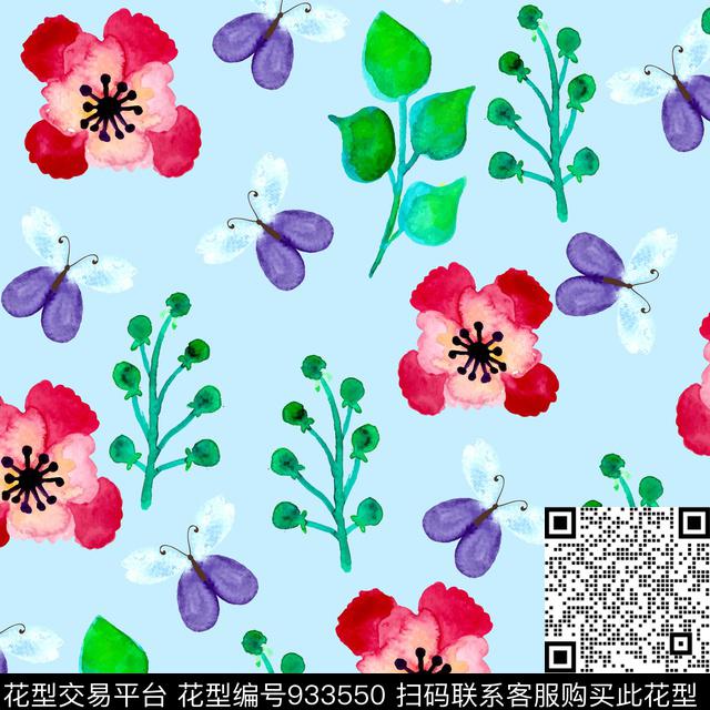 花卉植物1/2接数码印花华亿平台下载（图片编号: 933550） - 瓦栏（Walan）