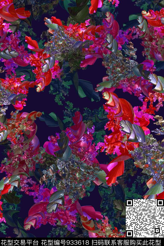 抽象民族风分型艺术数码印花华亿平台下载（图片编号: 933618） - 瓦栏（Walan）