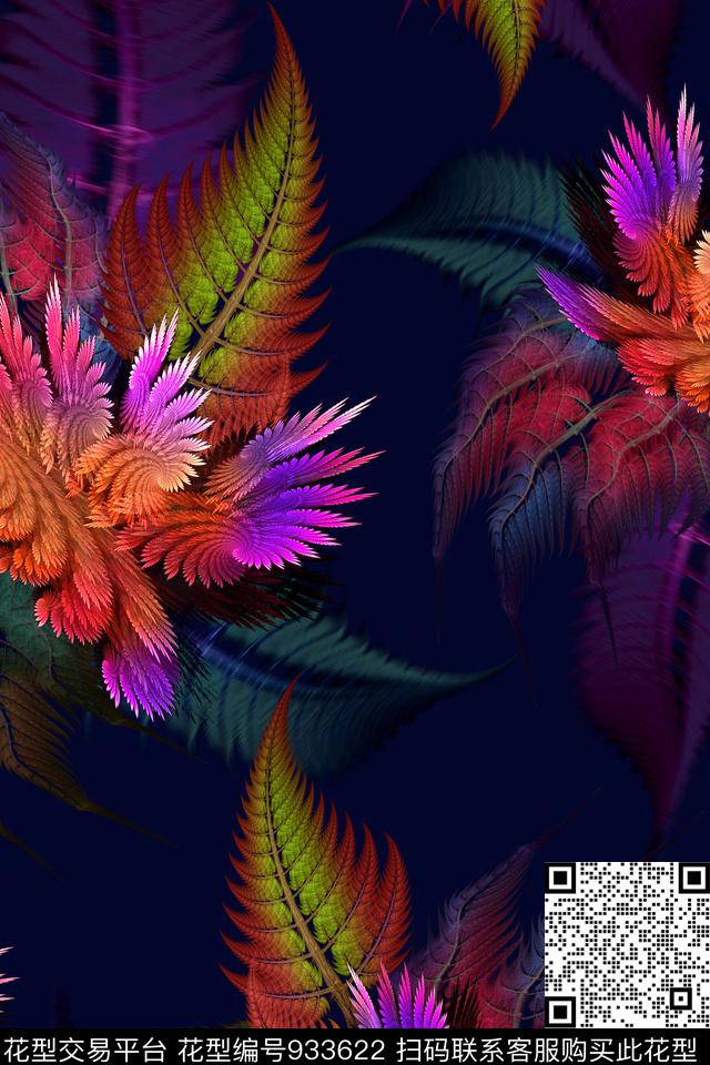 抽象花卉分型艺术数码印花华亿平台下载（图片编号: 933622） - 瓦栏（Walan）