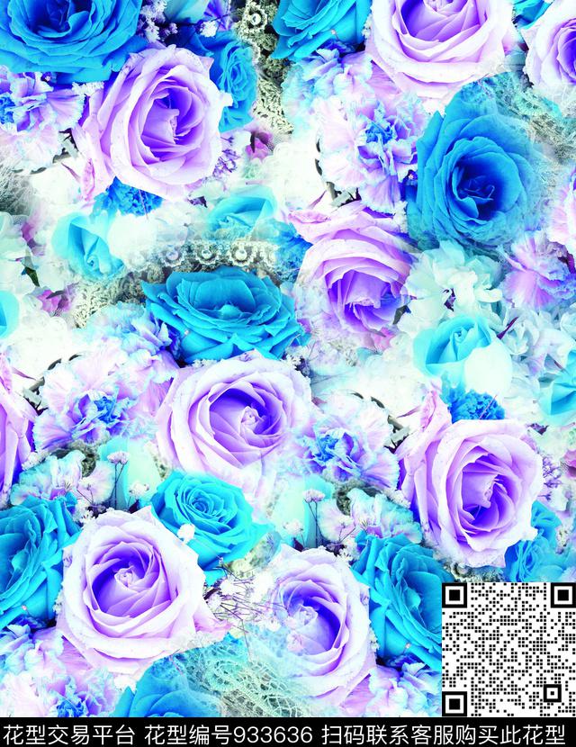 数码华亿平台花卉大牌风数码印花华亿平台下载（图片编号: 933636） - 瓦栏（Walan）