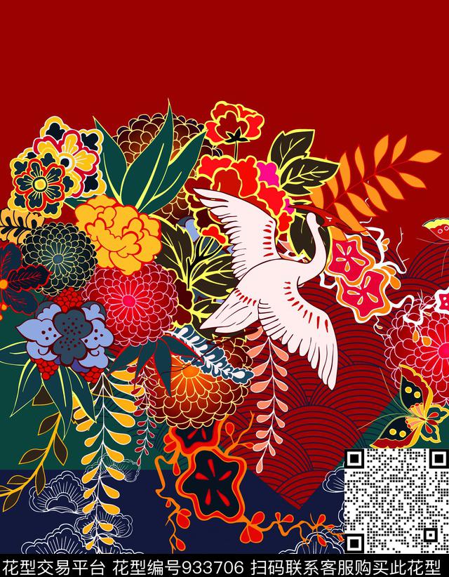 定位花年轻女性大妈数码印花华亿平台下载（图片编号: 933706） - 瓦栏（Walan）