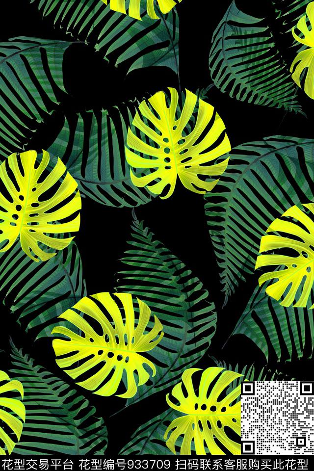 绿植树叶热带华亿平台时尚休闲数码印花华亿平台下载（图片编号: 933709） - 瓦栏（Walan）