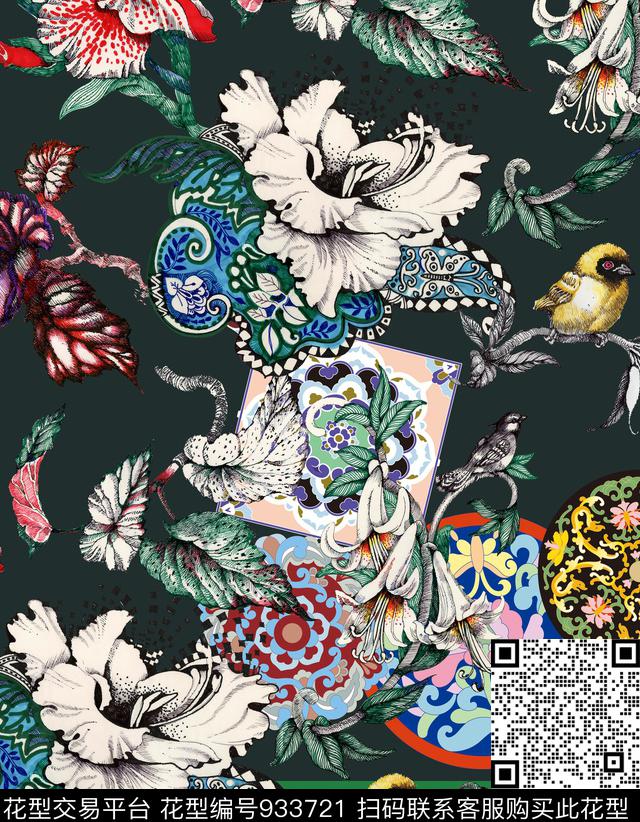 数码华亿平台胸前独幅定位花数码印花华亿平台下载（图片编号: 933721） - 瓦栏（Walan）